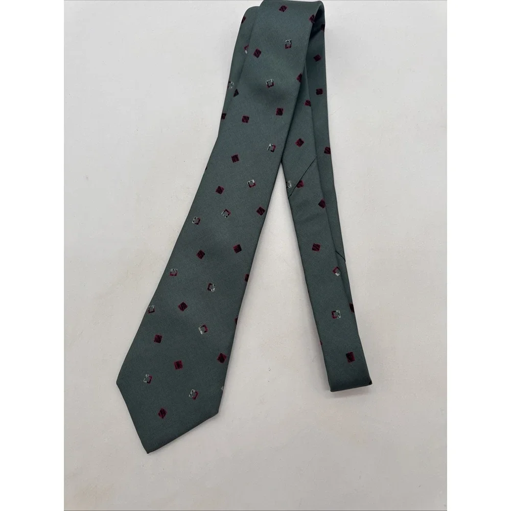 Geoffrey Beene Mens Dark Green Handmade‎ 100% Silk Necktie 56 X 3